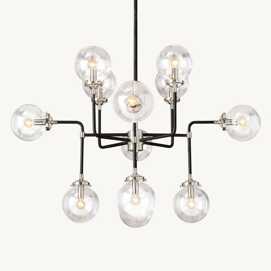 Bistro Globe Glass Chandelier 42"