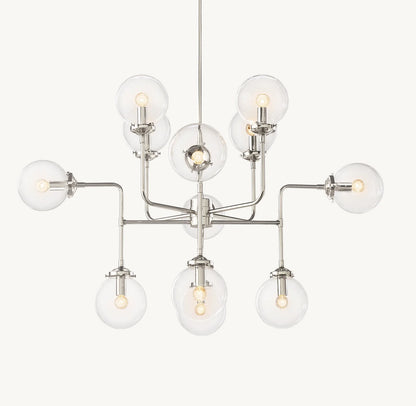 Bistro Globe Glass Chandelier 42"