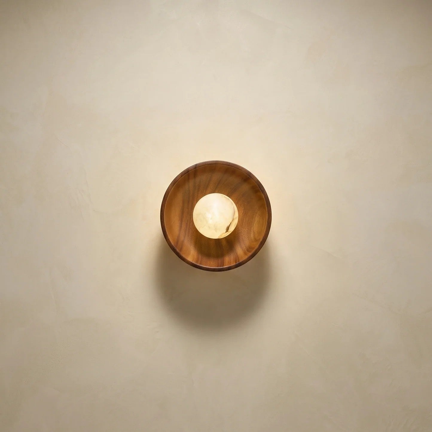 Bosco Wood Walnut Disc Alabaster Wall Sconce