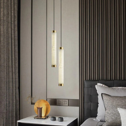 Brushed Brass Alabaster Pendant Lamp – Elegant Ceiling Light