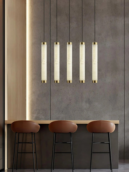 Brushed Brass Alabaster Pendant Lamp – Elegant Ceiling Light