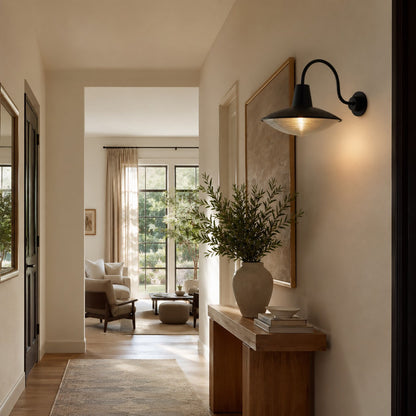 Cedric Blackened Iron Ribbed Glass Outdoor Sconce