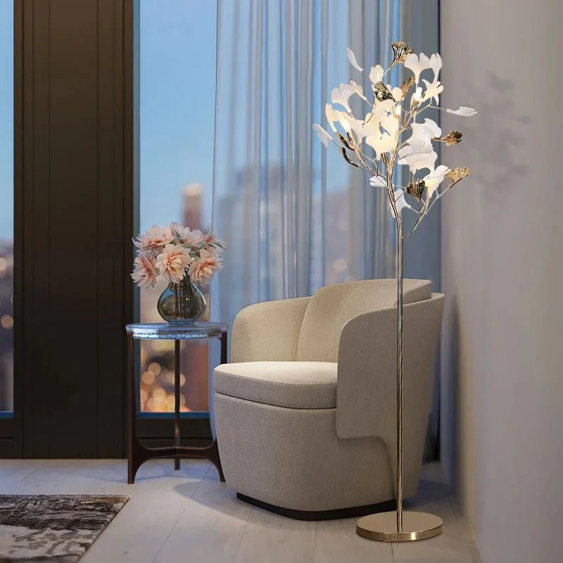 Ceramic Ginkgo Leaf Floor Lamp