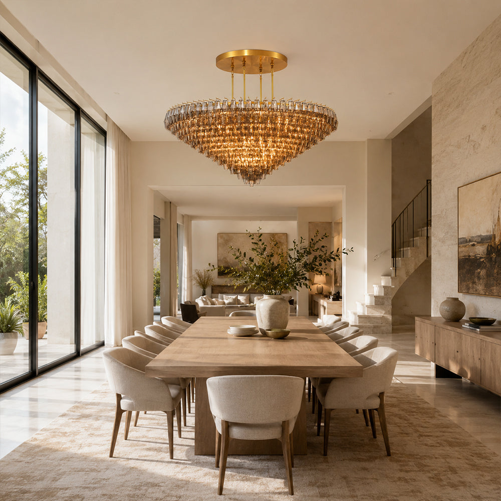 Tharra Smoke Glass Tiered Round Chandelier