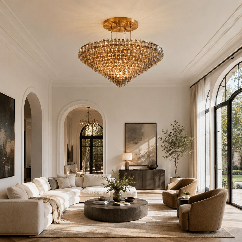 Tharra Smoke Glass Tiered Round Chandelier