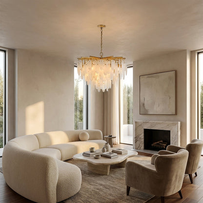 Coisini Ethereal Alabaster Semi-Flush Chandelier 40"D