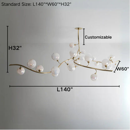 Contemporary Hand-blown Glass Globes Branch Chandelier