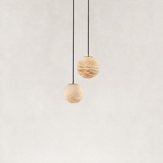 Cove Modern Natural Alabaster Double Globe Pendant Light 10"W