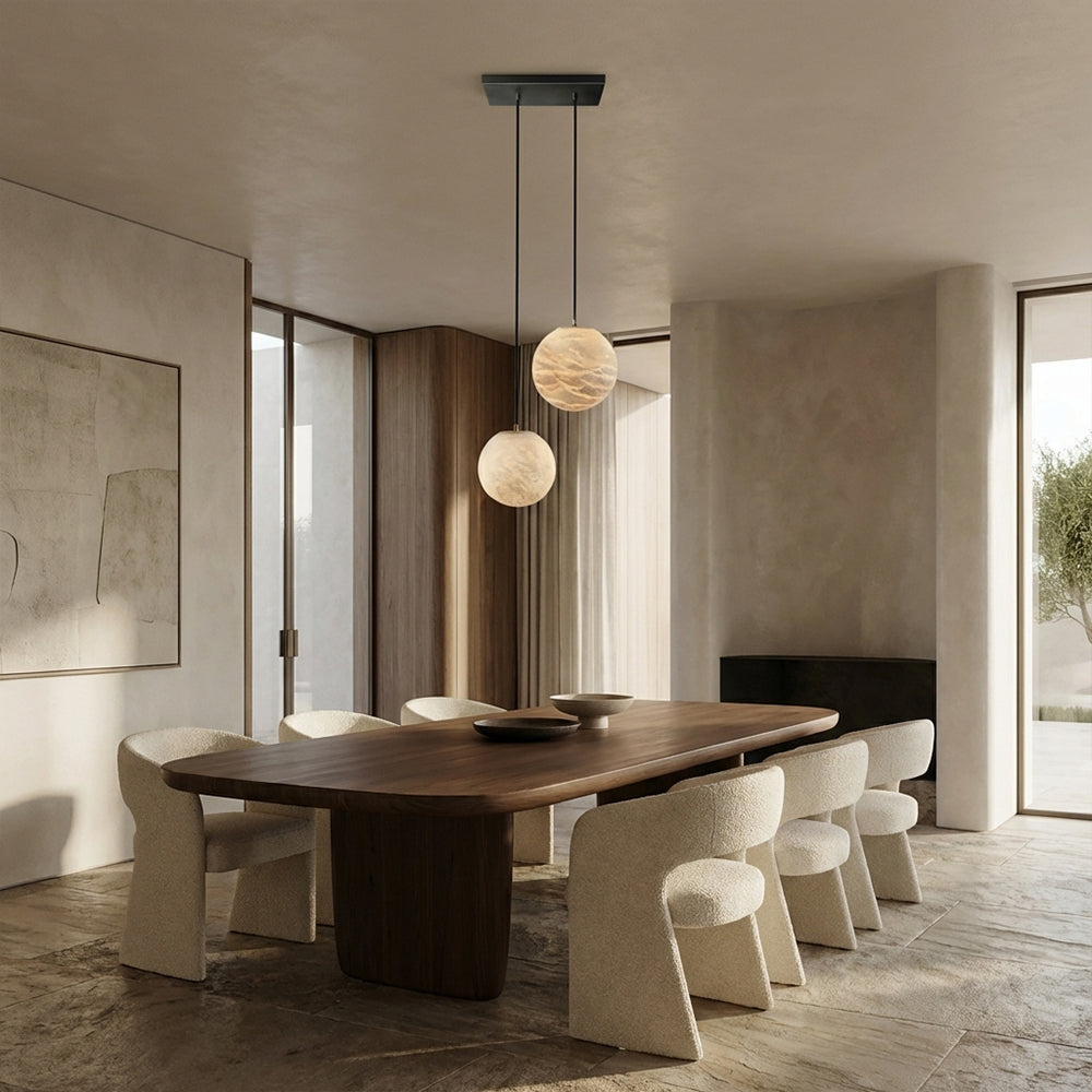 Cove Modern Natural Alabaster Double Globe Pendant Light 10"W