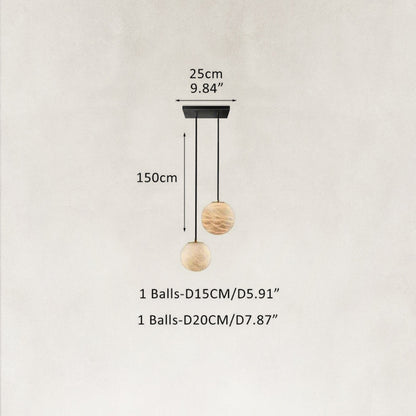 Cove Modern Natural Alabaster Double Globe Pendant Light 10"W