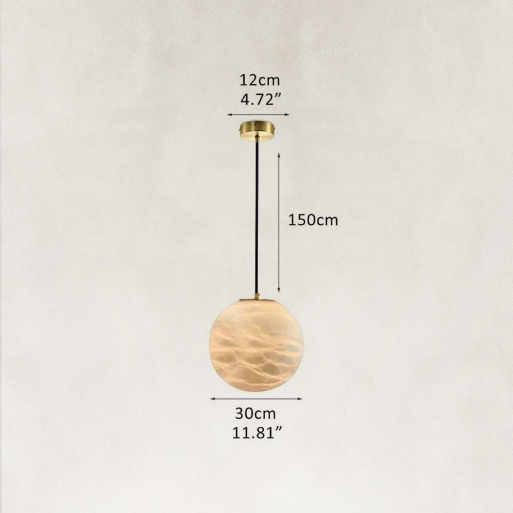Cove Modern Natural Alabaster Single Globe Pendant Light 11.8"D
