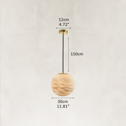 Cove Modern Natural Alabaster Single Globe Pendant Light 11.8"D