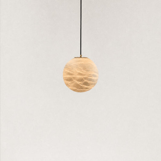Cove Modern Natural Alabaster Single Globe Pendant Light 11.8"D