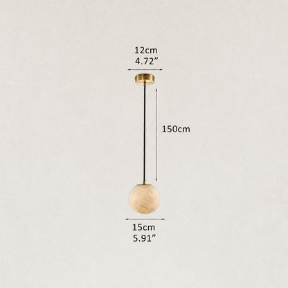 Cove Modern Natural Alabaster Single Globe Pendant Light 6"D