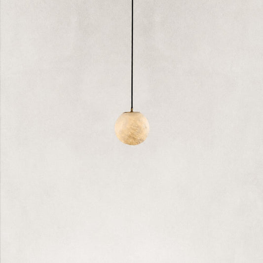 Cove Modern Natural Alabaster Single Globe Pendant Light 6"D