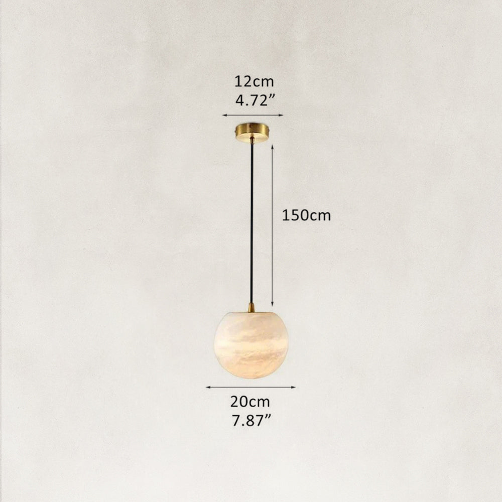 Cove Modern Natural Alabaster Single Globe Pendant Light 7.8"D