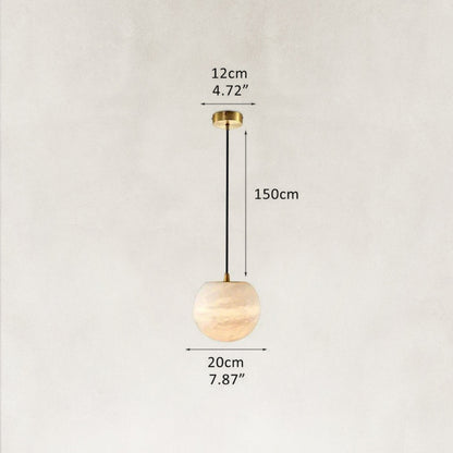 Cove Modern Natural Alabaster Single Globe Pendant Light 7.8"D