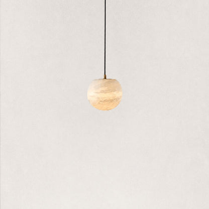 Cove Modern Natural Alabaster Single Globe Pendant Light 7.8"D