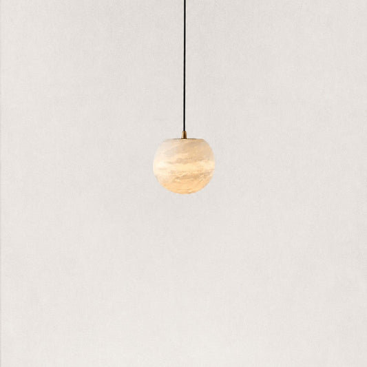 Cove Modern Natural Alabaster Single Globe Pendant Light 7.8"D
