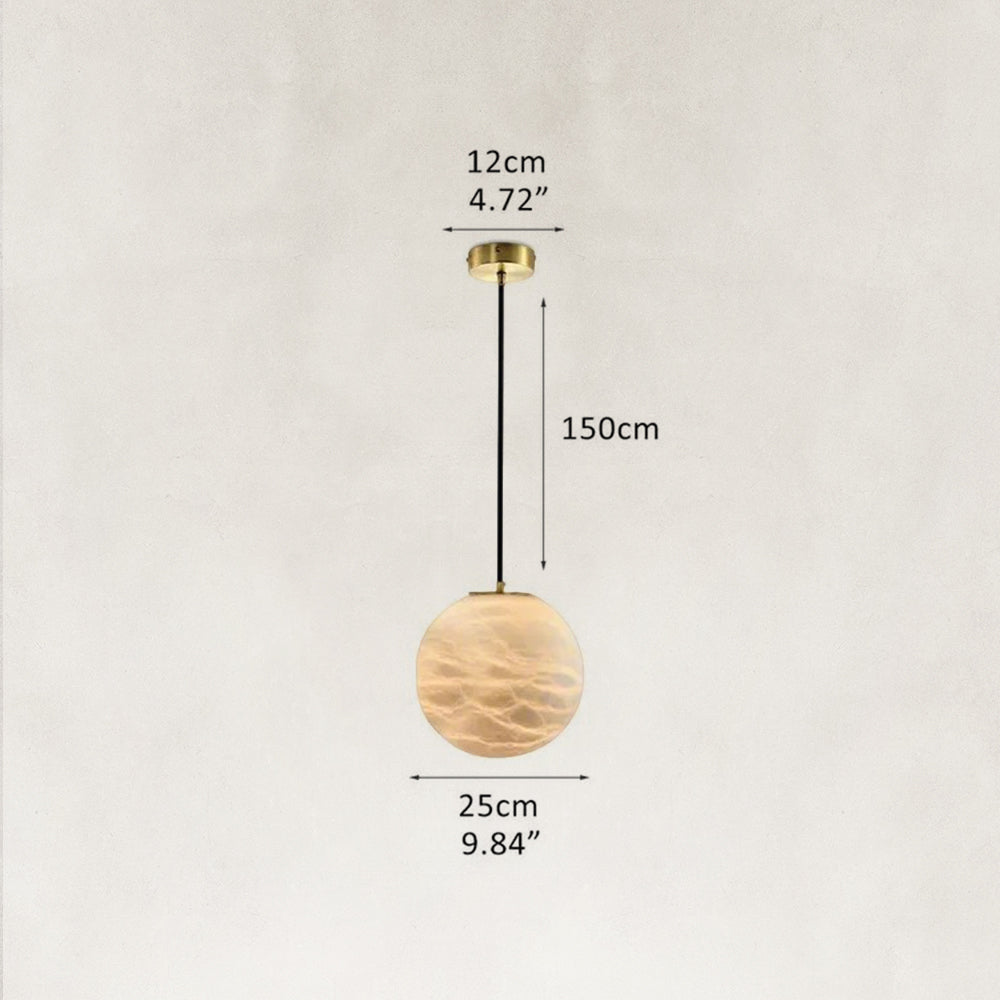 Cove Modern Natural Alabaster Single Globe Pendant Light 9.8"D