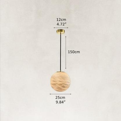 Cove Modern Natural Alabaster Single Globe Pendant Light 9.8"D