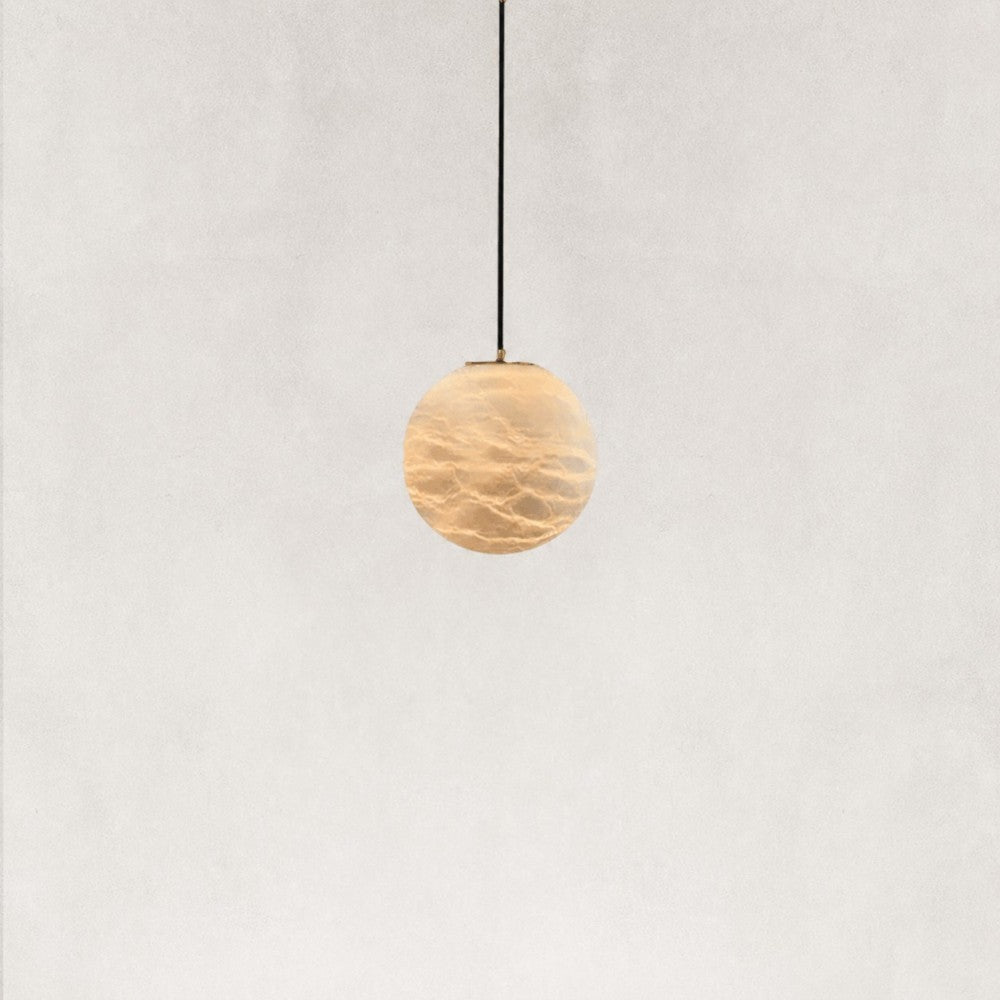 Cove Modern Natural Alabaster Single Globe Pendant Light 9.8"D