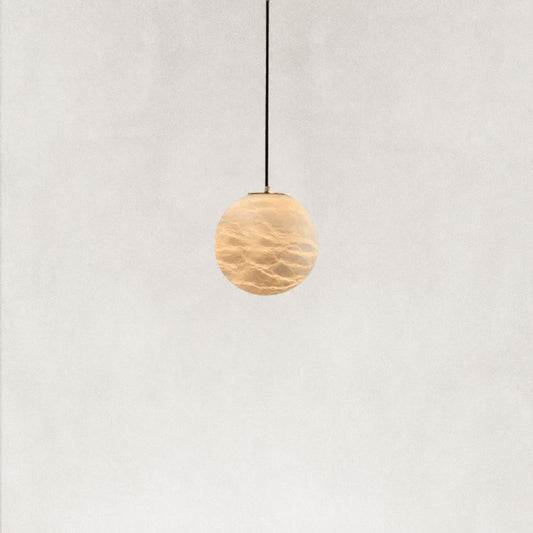 Cove Modern Natural Alabaster Single Globe Pendant Light 9.8"D