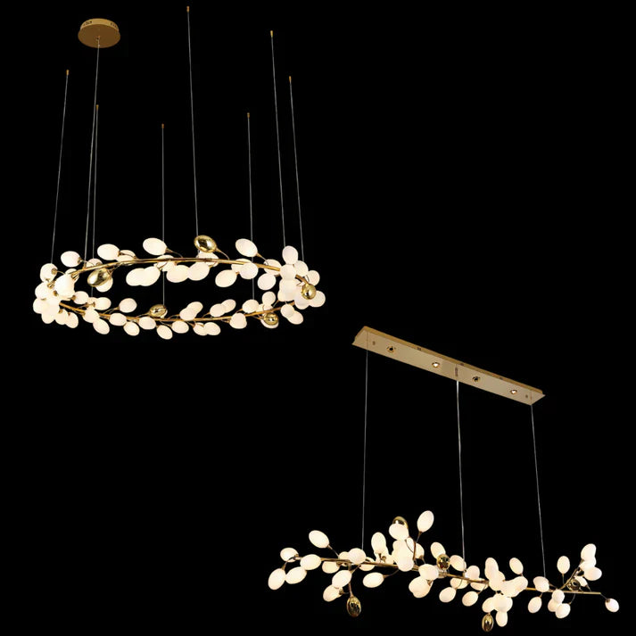 Creative Art Grape Chandelier Pure White Nordic Ring and Linear Design