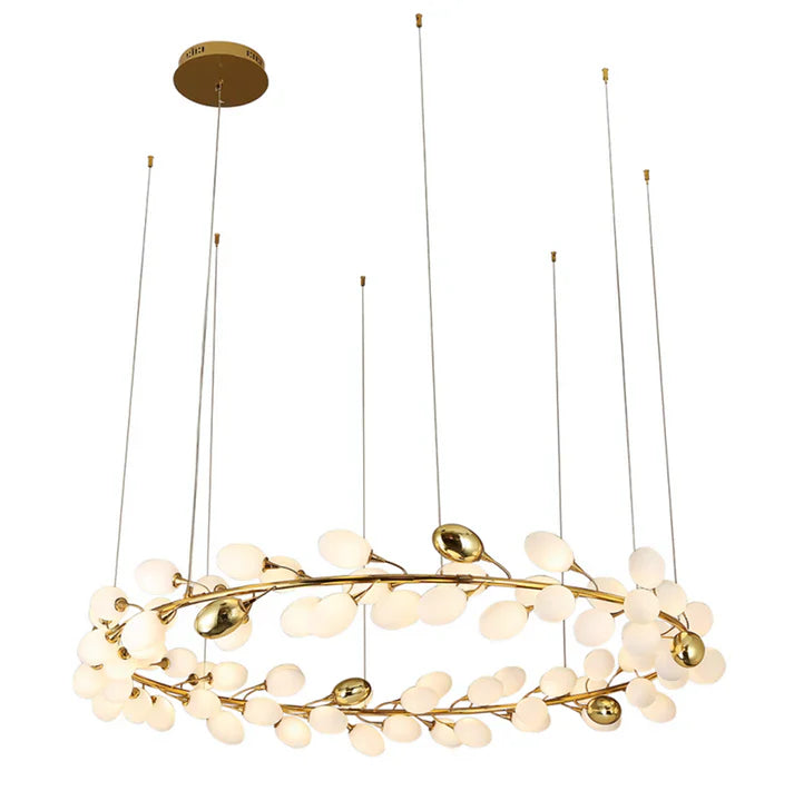 Creative Art Grape Chandelier Pure White Nordic Ring and Linear Design
