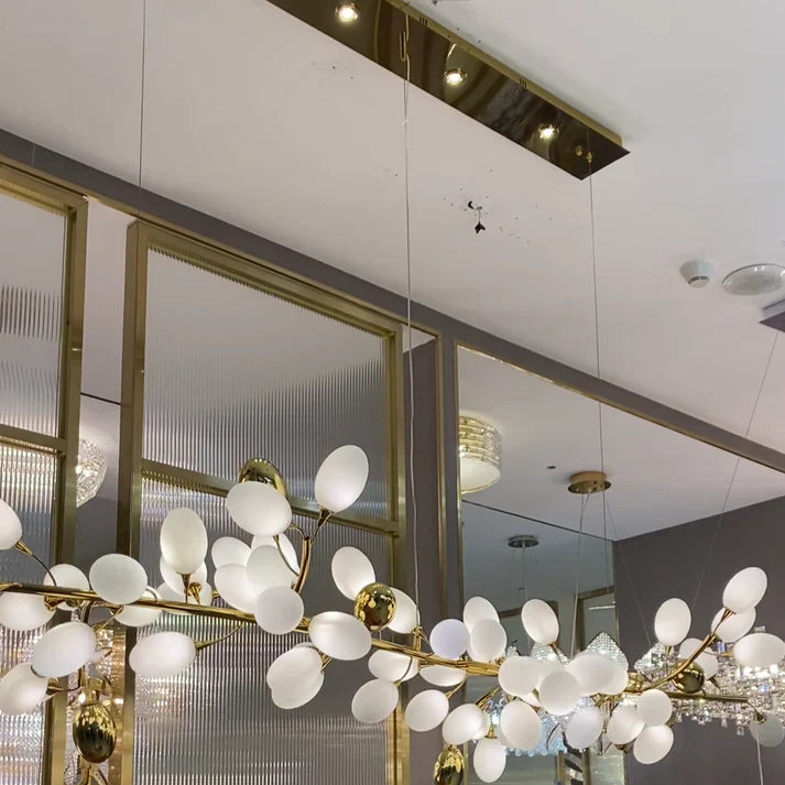 Creative Art Grape Chandelier Pure White Nordic Ring and Linear Design