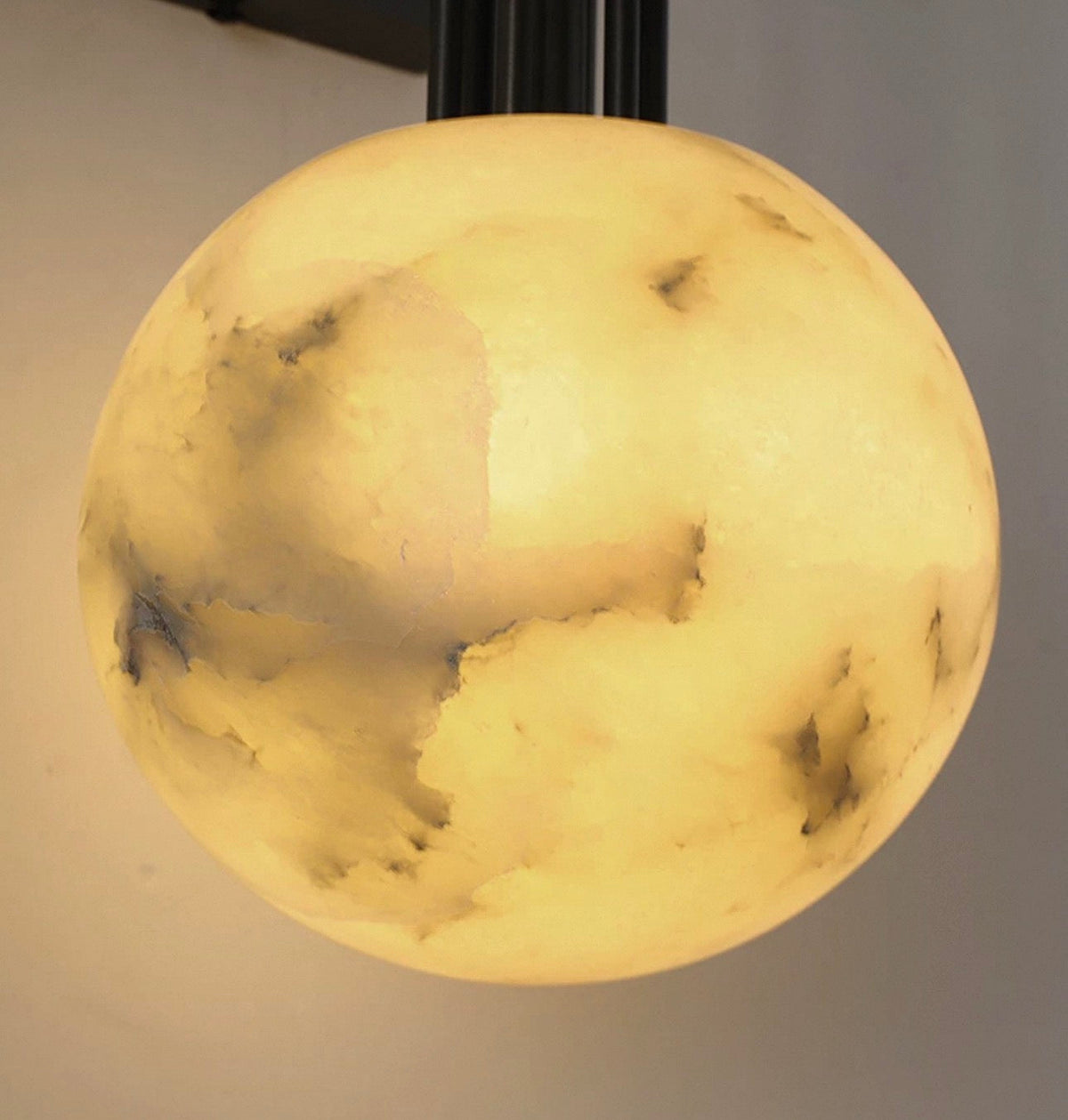 Dark Steel Alabaster Globe Wall Sconce