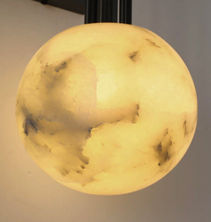 Dark Steel Alabaster Globe Wall Sconce