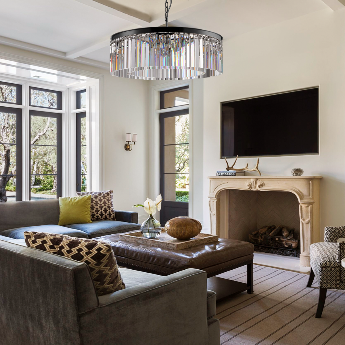 Della  1-Tier Crystal Round Chandelier