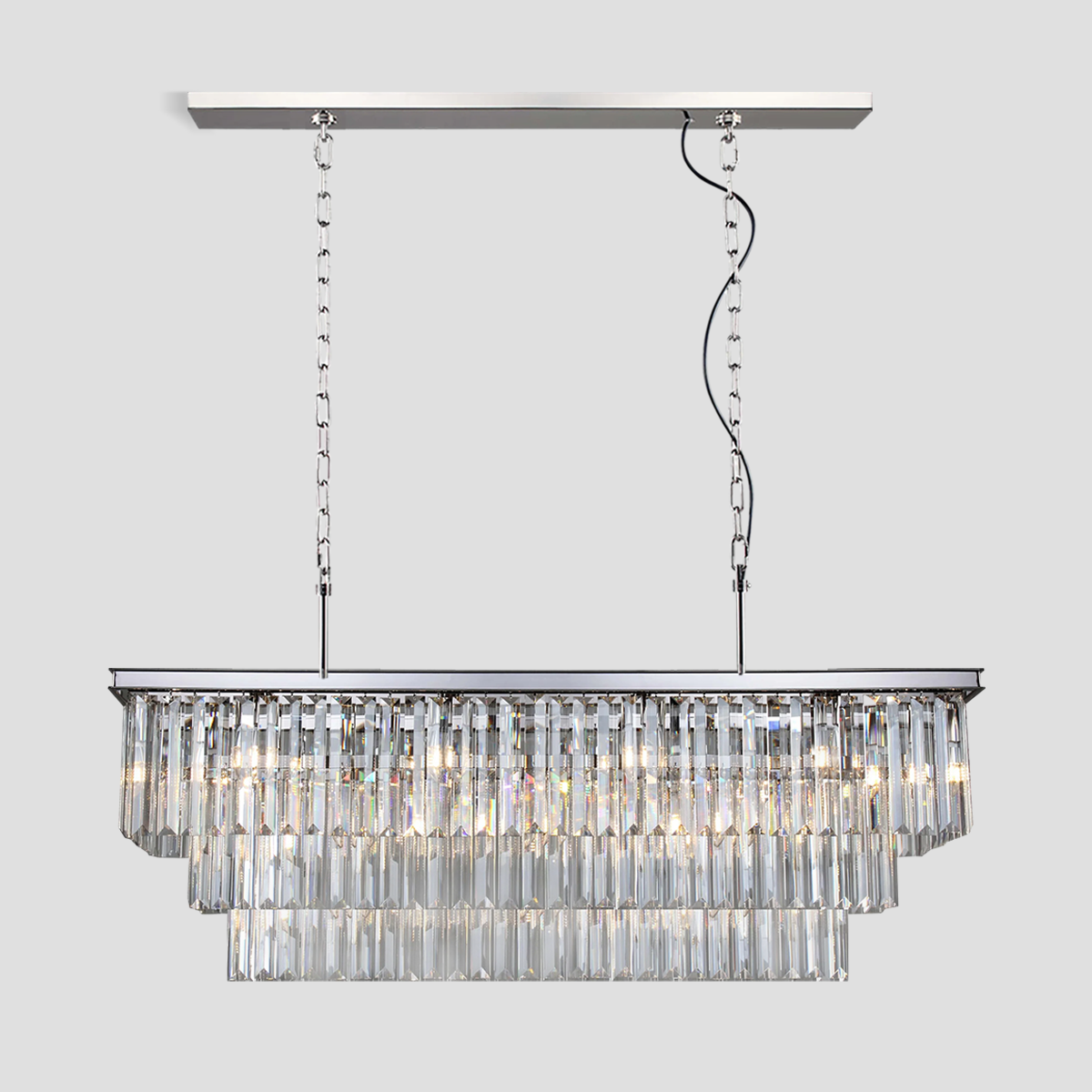 Della 3-Tier Crystal Rectangular Chandelier