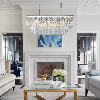 Della 3-Tier Crystal Rectangular Chandelier