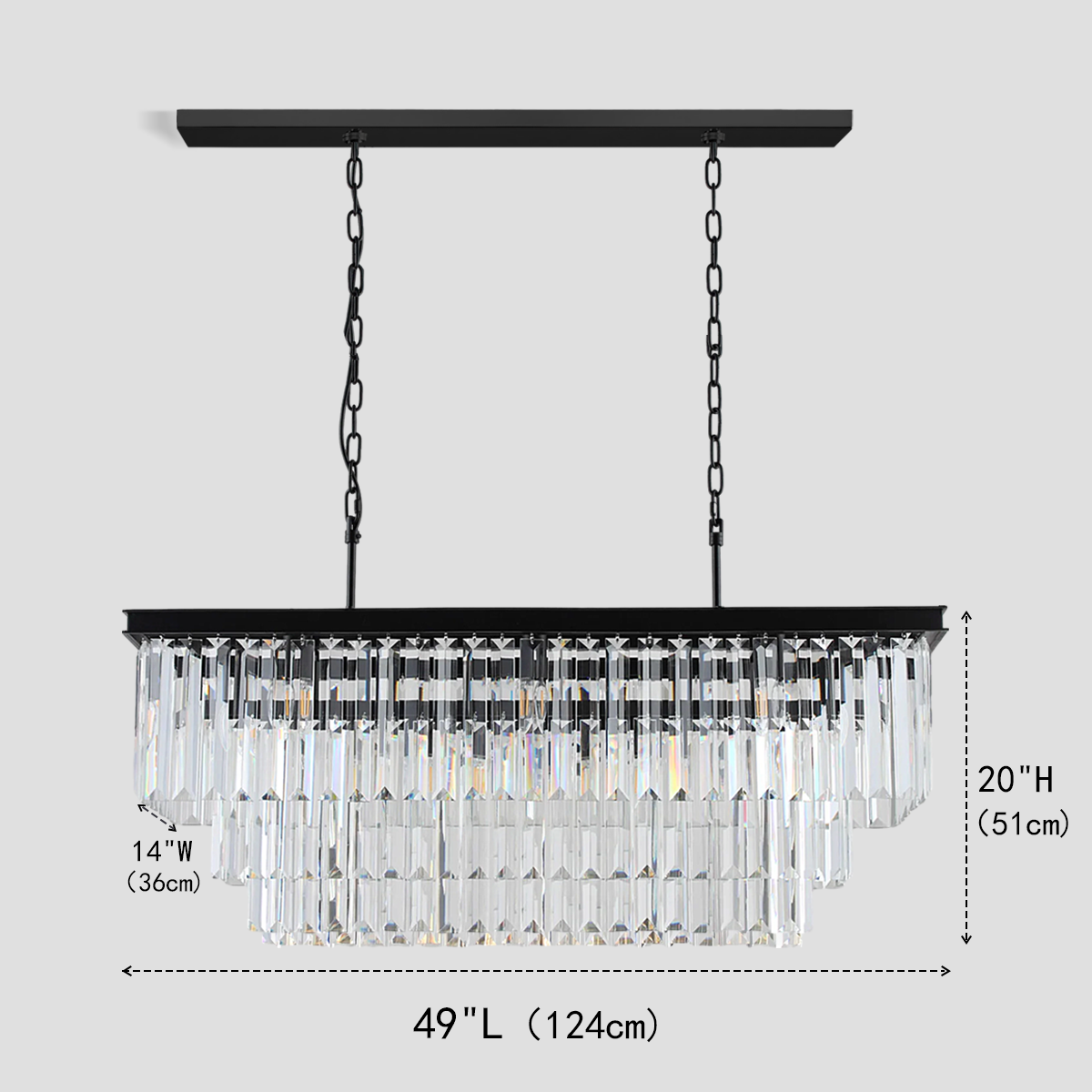 Della 3-Tier Crystal Rectangular Chandelier