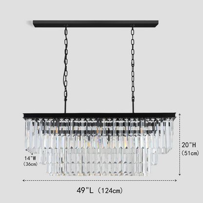 Della 3-Tier Crystal Rectangular Chandelier