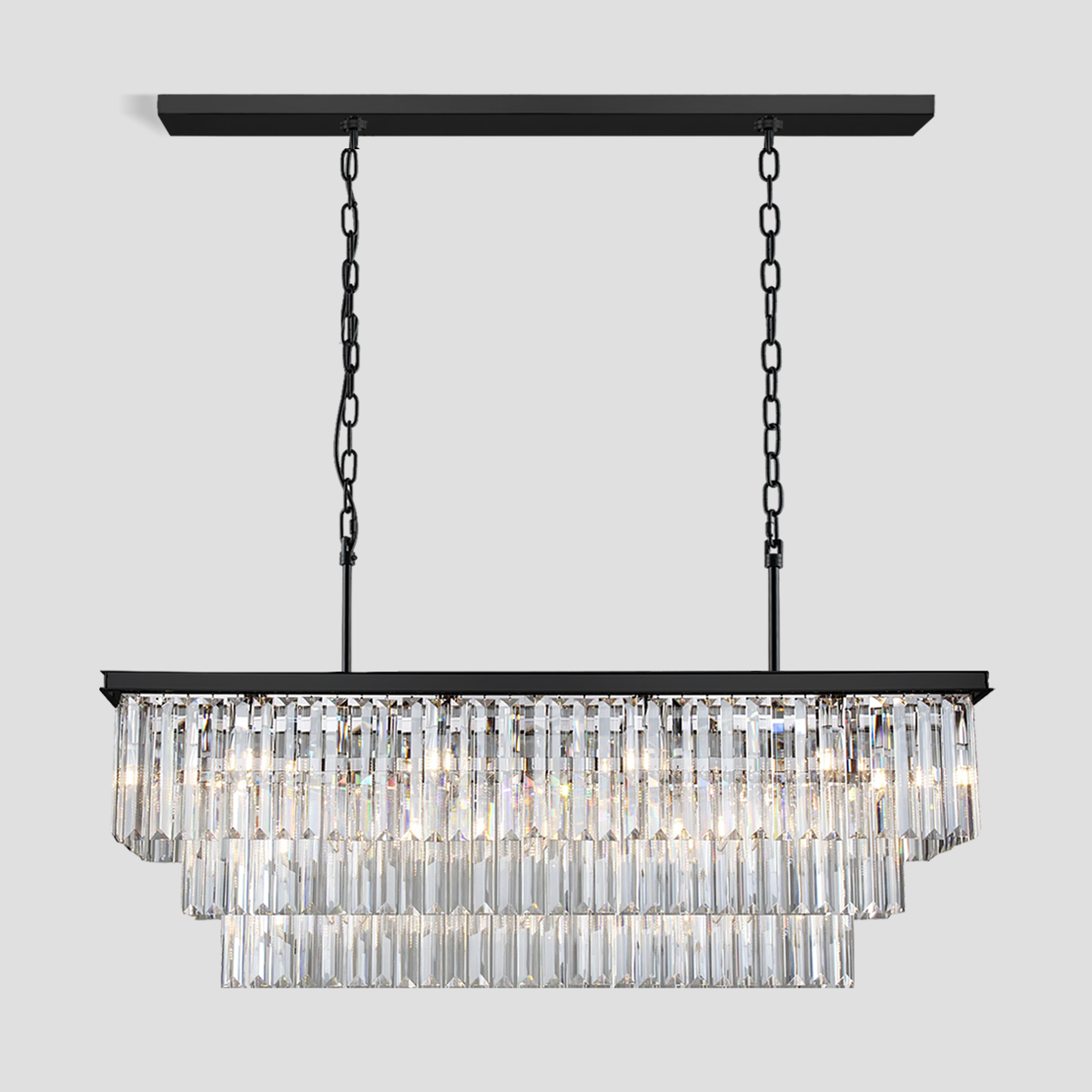 Della 3-Tier Crystal Rectangular Chandelier