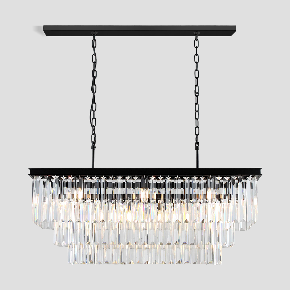 Della 3-Tier Crystal Rectangular Chandelier