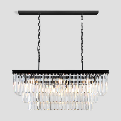 Della 3-Tier Crystal Rectangular Chandelier