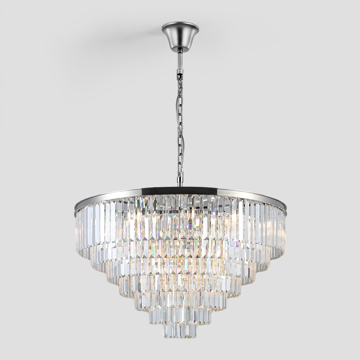 Della  Multi-Tier Clear/Smoke Crystal Round Chandelier