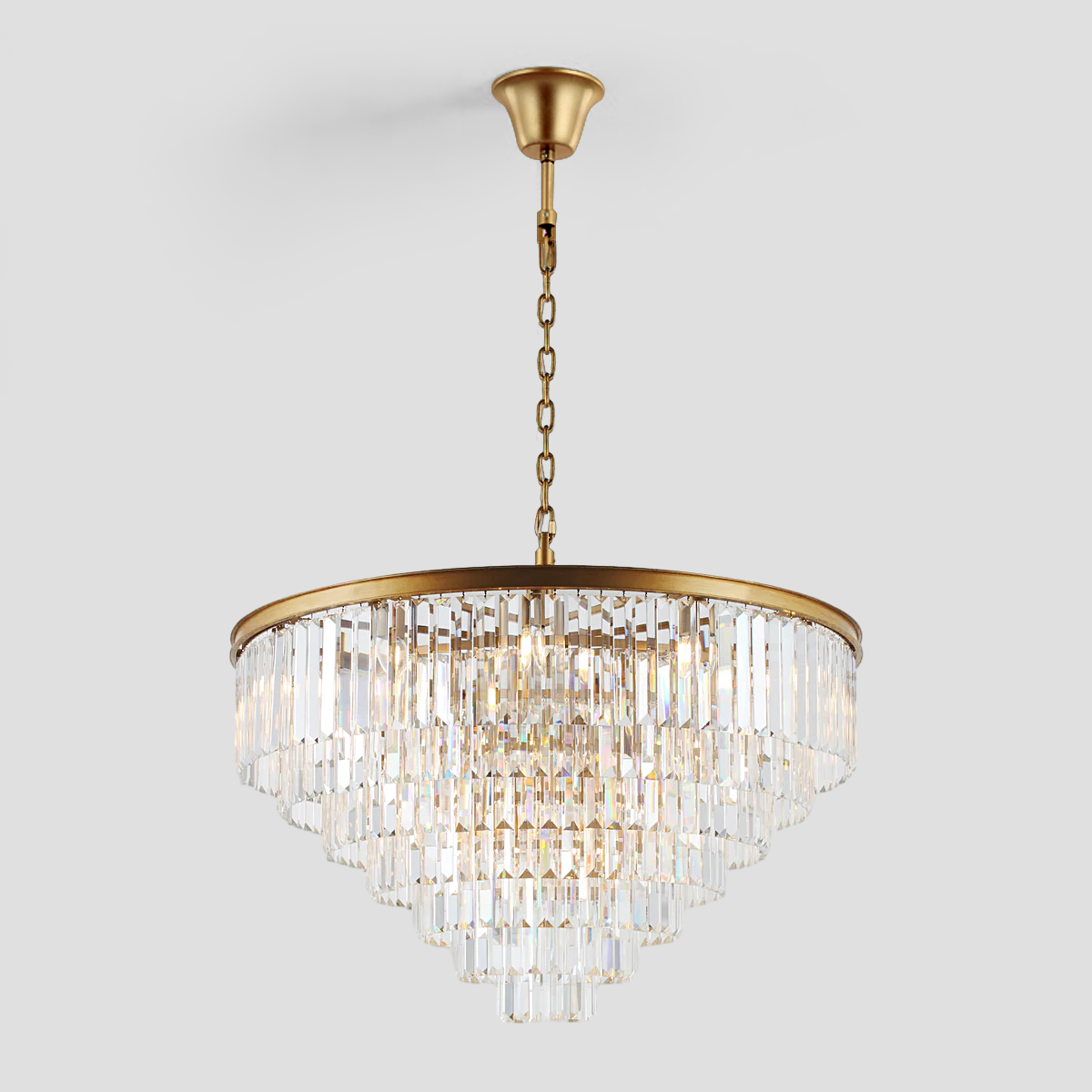 Della  Multi-Tier Clear/Smoke Crystal Round Chandelier