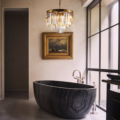 Della  Multi-Tier Clear/Smoke Crystal Round Chandelier