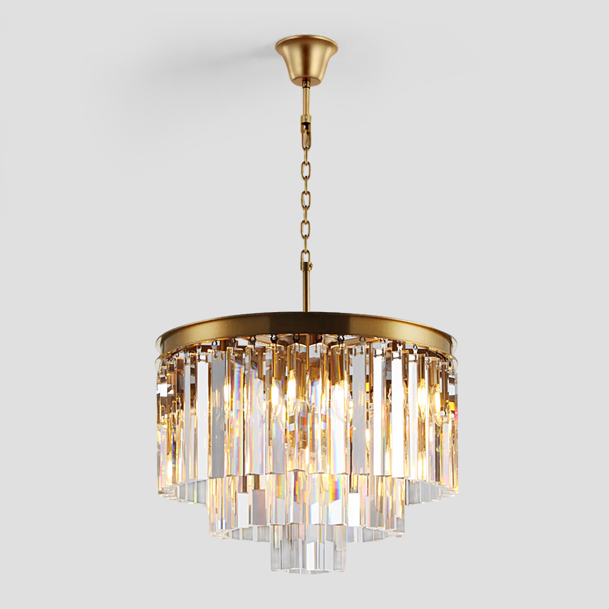 Della  Multi-Tier Clear/Smoke Crystal Round Chandelier