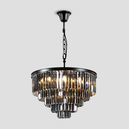 Della  Multi-Tier Clear/Smoke Crystal Round Chandelier