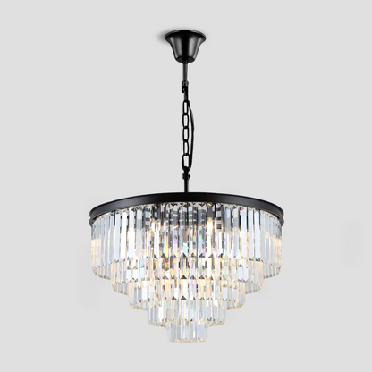 Della  Multi-Tier Clear/Smoke Crystal Round Chandelier