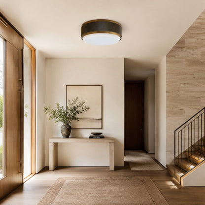 Dominic Perforated Metal Flush Mount with Milk Glass Diffuser