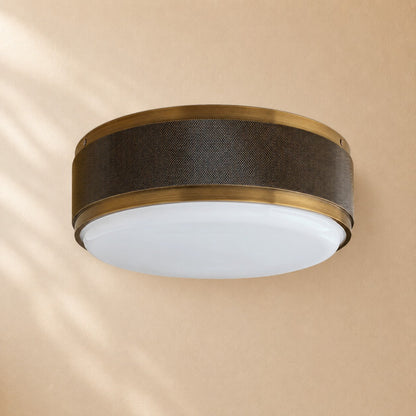 Dominic Perforated Metal Flush Mount with Milk Glass Diffuser