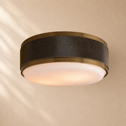 Dominic Perforated Metal Flush Mount with Milk Glass Diffuser