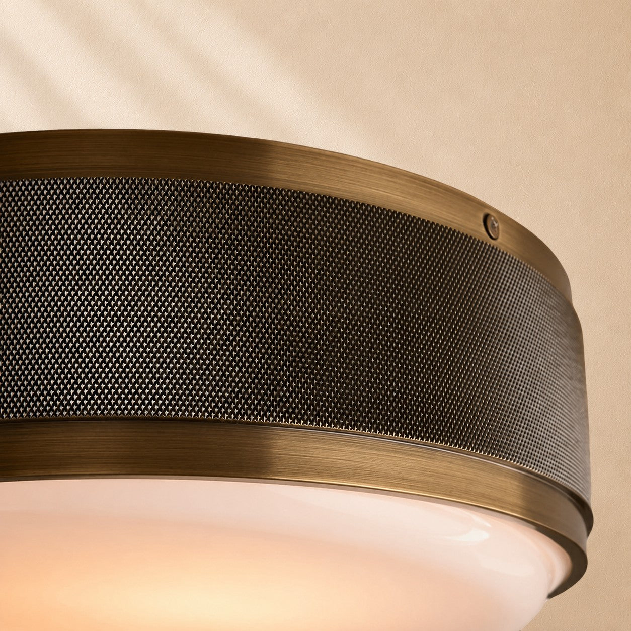 Dominic Perforated Metal Flush Mount with Milk Glass Diffuser